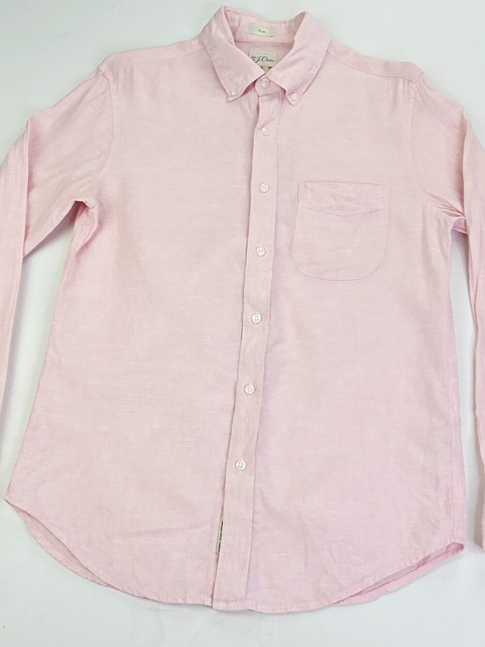 J. Crew Slim Baird Mcnutt Pink Irish Linen Mens Sz Small Button Down Long Sleeve